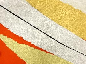 アンティーク　綴れ抽象葉模様織り出し名古屋帯